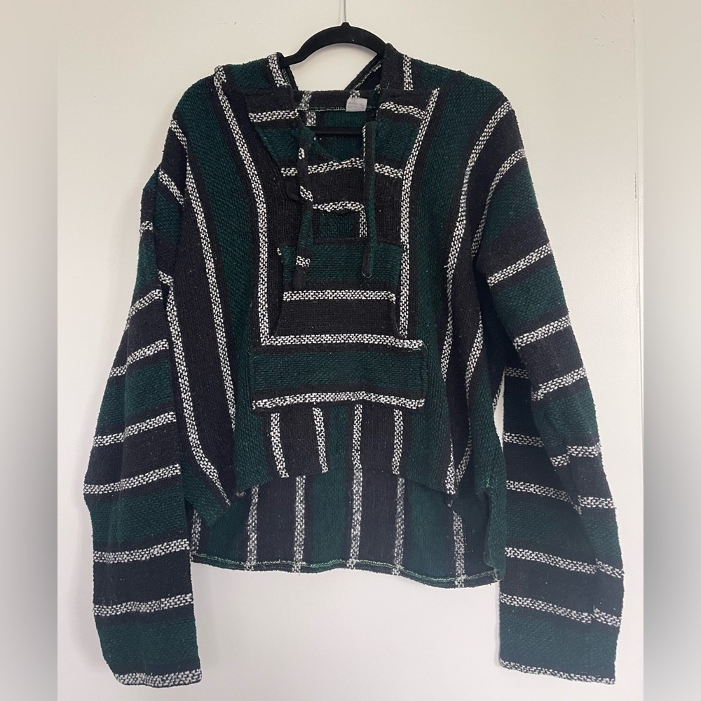 Striped Green and Black Women's Sweater